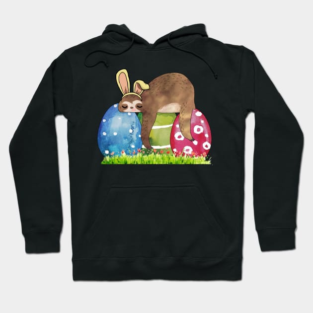 Funny Sloth Easter Day Bunny Ear Egg Easter tee Hoodie by reynoldsouk4